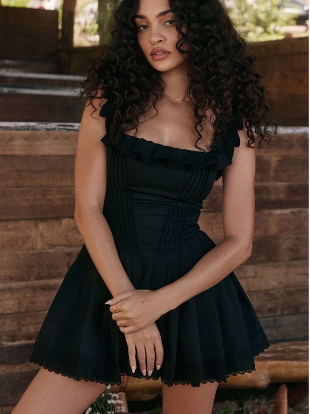 House of CB Jemima Black Pleated Mini Dress - Picture 3 of 8